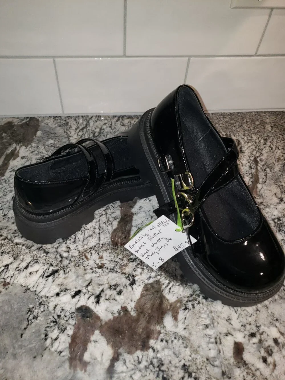 Black Patent Mary Jane Platform Shoes – Size 8-8.5